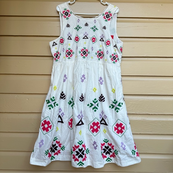 Anthropologie NWT Dress White Embroidered Bohemian XL Colorful - Picture 1 of 9